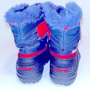 Sorel commander snow black red & blue boots