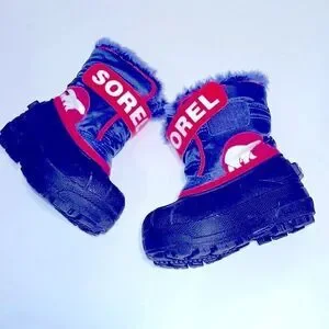 Sorel commander snow black red & blue boots