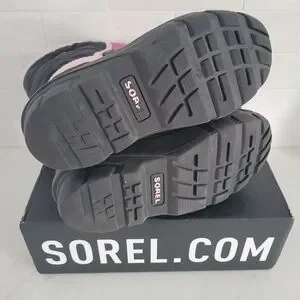 Sorel Flurry Print Insulated Waterproof Winter Snow Boot Girls Black Pink Size 3