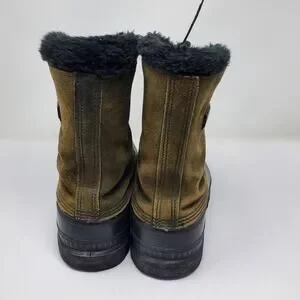Sorel Kaufman Winter Boot In Green Suede Uppers Size 11 Height Is 11" Tall