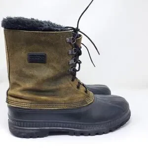 Sorel Kaufman Winter Boot In Green Suede Uppers Size 11 Height Is 11" Tall