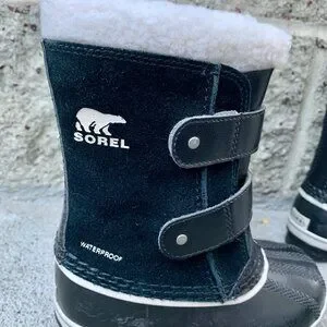 SOREL Kids 1964 Pac Snow Boots 10 27 Faux Fur Black Suede Waterproof Winter Boot