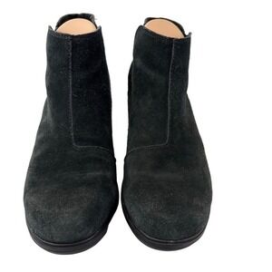 Sorel Womens 9 Evie Black Suede Ankle Boots Zip Wedge Round Toe LL4726-010