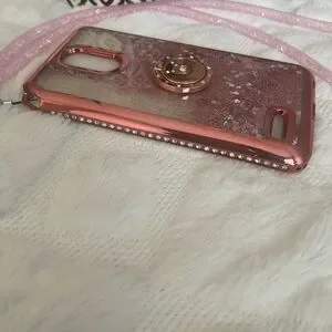 Sparkling Pink LG Stylo 3 Phone Case With Silver Back Stand