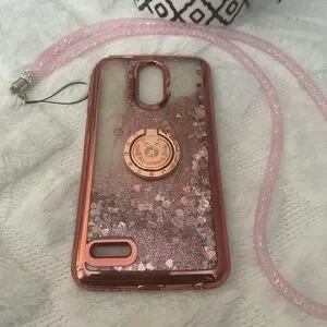 Sparkling Pink LG Stylo 3 Phone Case With Silver Back Stand