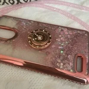 Sparkling Pink LG Stylo 3 Phone Case With Silver Back Stand