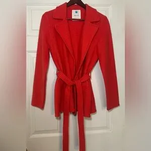 SPARROW Anthropologie Celesta Orange Wool Belted Cardigan Jacket Small
