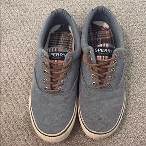 Sperry Gray Boat Shoes with Nautical Charm