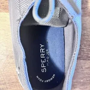 Sperry Men's Gray Lace-Up Top-Sider Memory Foam Boadie Shoes Size 7M