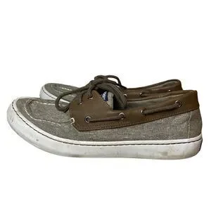 Sperry Mens Cutter 2 Boat Shoes Size 10 Eye Lace Up Canvas Brown Beige