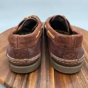 Sperry Top Sider Boat Shoes Men's 10.5 M Brown Tumbled Suede Leather 2-Eye Flaw