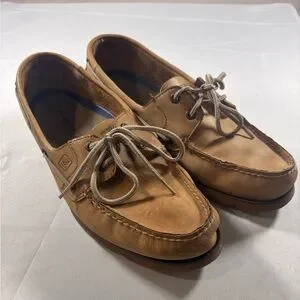 Sperry Top Sider Tarpon 2-Eye Boat Shoes Men's 11.5 Wide Brown Leather Scuffed
