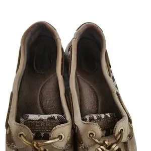 Sperry Women's Size 7 Tan Gold Animal Print Boat Shoes