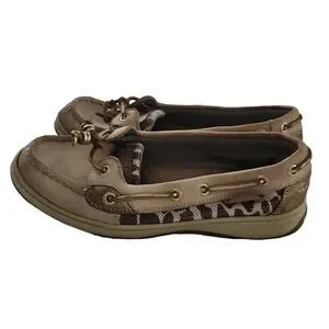Sperry Women's Size 7 Tan Gold Animal Print Boat Shoes