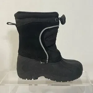 Sporto Toddler Boys Winter Boots Size 5 Black Suede Rubber Waterproof Pull On