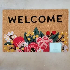 Spring Summer Pink Flowers Blossoms Garden Outdoor Coir WELCOME Door Mat 18x28"