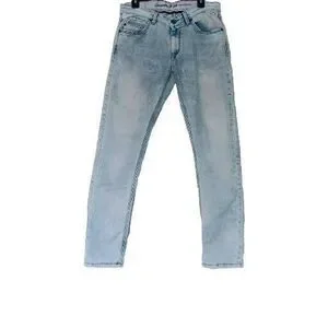 Spykar Jeans Mens 34x32 Blue Light Wash Low Rise Ultra Slim Thigh Narrow Stretch
