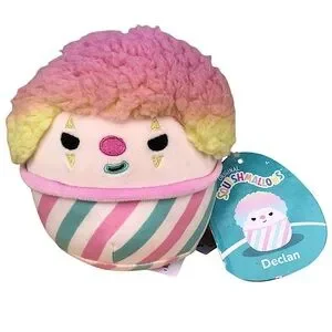 Squishmallow Exclusive Crossover Squad Declan Snow cone Cotton Candy Clown 5”