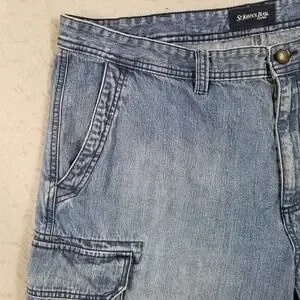 St Johns Bay Cargo Shorts Mens 40 Denim Utility Pockets Relaxed Outdoor Classic