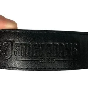 Stacy Adams Black Leather Belt Size 34 Nickel Buckle Mens Dress Belt Classic