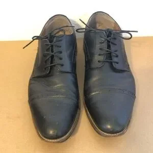 STAFFORD Oxford Cap Shoes Men's Size 12 Black Leather Black Tie