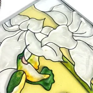 Stained Glass Hummingbird & Flower Wall Decor