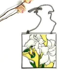 Stained Glass Hummingbird & Flower Wall Decor