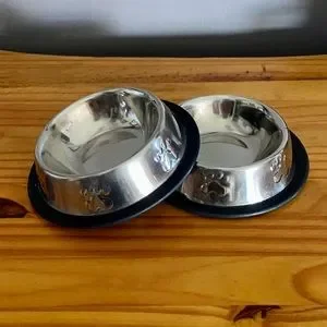 Stainless Steel Dog/Cat Non Slip Feeding Bowls - Set Of 2