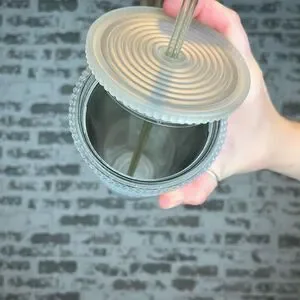 Starbucks Gray Wave Scalloped Drink Cup With Straw