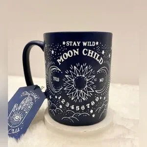 Stay Wild Moon Child Navy Blue And White Metaphysical Child Ceramic Mug …