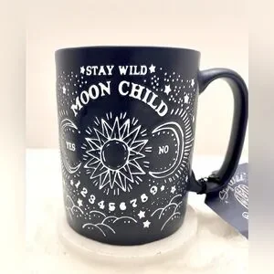 Stay Wild Moon Child Navy‎ Blue and White Metaphysical Child Ceramic Mug …