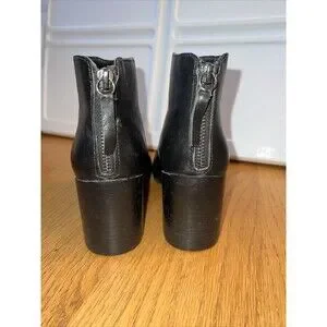 STEVE MADDEN Black Leather High Heel Ankle Boots Back Zip 7.5 M