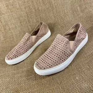 Steve Madden Slip Ons shoes peach fabric suede summer shoes women size 8.5