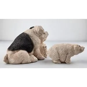 Stone Critters Mama & Piglet Pig Figurines HAMPSHIRE PIGS Farm Animal