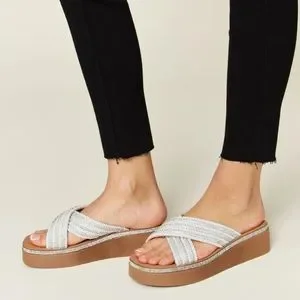 Strappy Sparkly Wedge Slip On’s