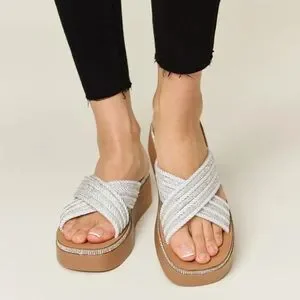 Strappy Sparkly Wedge Slip On’s