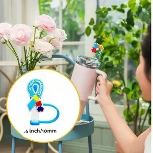 Straw Topper Autism Awareness Fits 10mm Straw NEW