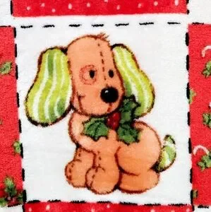 Strawberry Shortcake And Dog Custard Christmas Candy Cane Holly Throw Blanket