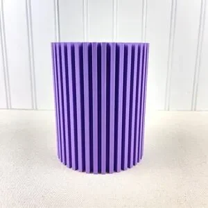 Striped Lidded Storage Container Organizer For Desk Vanity Or Home
