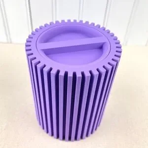 Striped Lidded Storage Container Organizer for Desk Vanity or Home