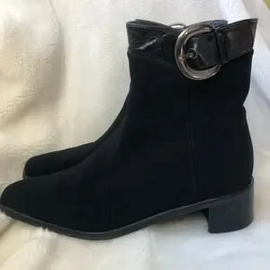 Stuart Weitzman black gortex ankle bootie chunky heel sz 6.5 Stuart Weitzman black gortex ankle bootie chunky heel sz 6.5