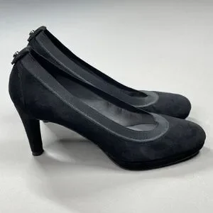 Stuart Weitzman Shoes Womens 7 Black Suede Heels Designer Classic