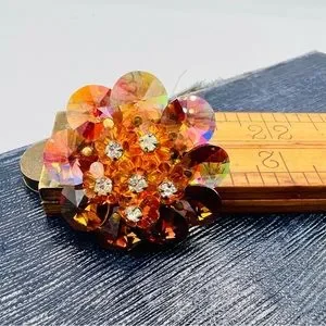 Stunning vintage amber Austrian crystal bead brooch pin autumn rhinestones Stunning vintage amber Austrian crystal bead brooch pin autumn rhinestones