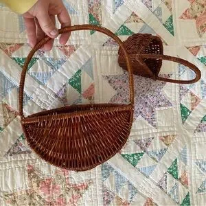 Stylish Brown Wicker Basket Bag