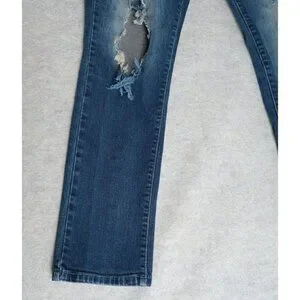Stylo Skinny Jeans Distressed Dark Washed Blue Denim Stretch Men's Actual 32x29
