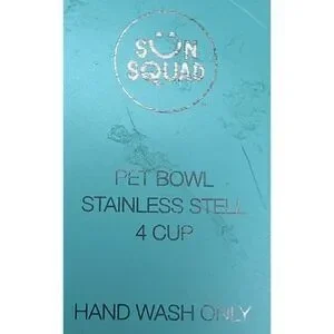 Sun Squad Stainless Steel Green Dog Bowl With Travel Lid Holds 4 Cups