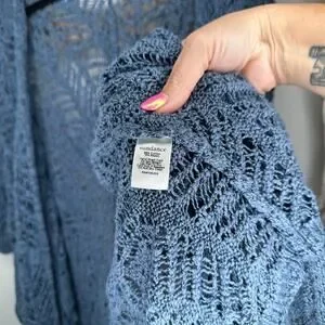 Sundance Ruana Blue Knit Open Cardigan