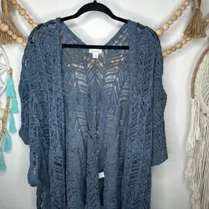 Sundance Ruana Blue Knit Open Cardigan Sundance Ruana Blue Knit Open Cardigan