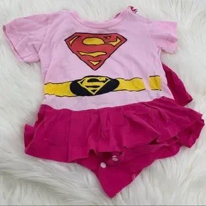 Supergirl Bodysuit With Cape - Pink - 6-12 Months