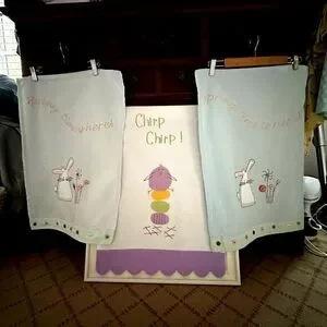 Sur La Table Easter Embroidered Appliqué Cotton Tea Towels set of 3 NWT